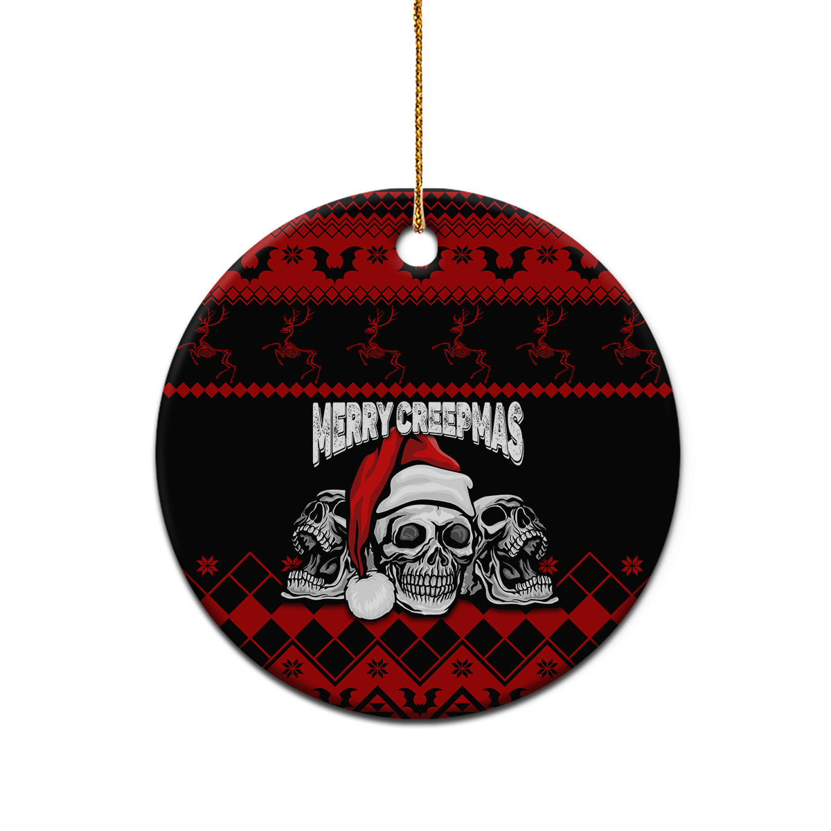 Personalised Wonder Print Christmas Ceramic Ornament Gothic Skull Creepmas LT7 - Wonder Print Shop