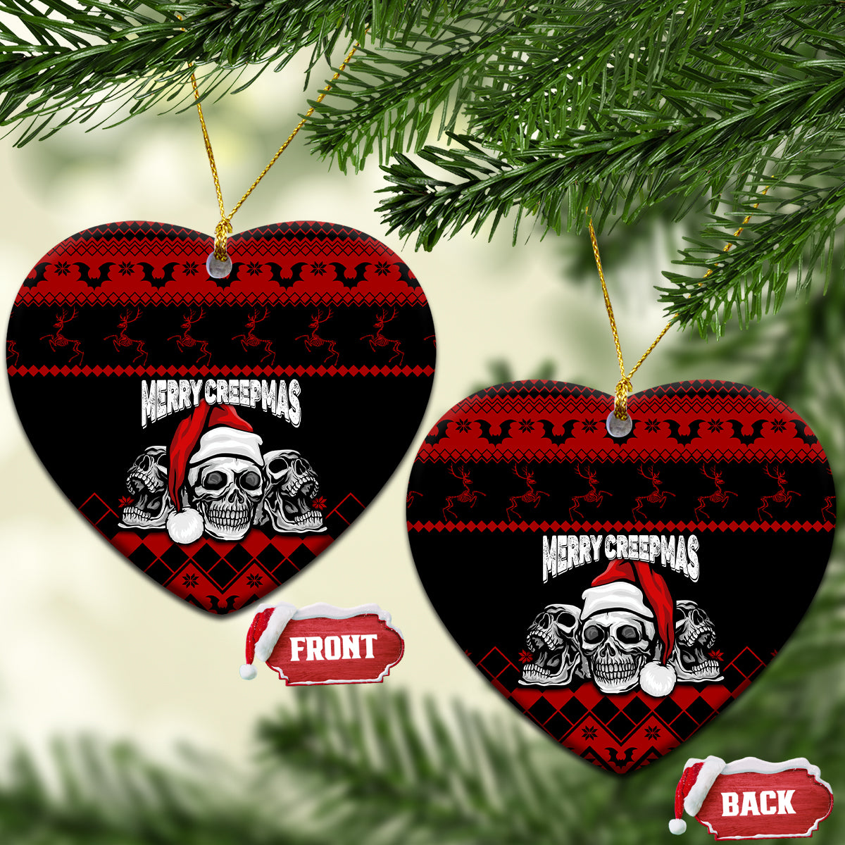 Personalised Wonder Print Christmas Ceramic Ornament Gothic Skull Creepmas LT7 - Wonder Print Shop