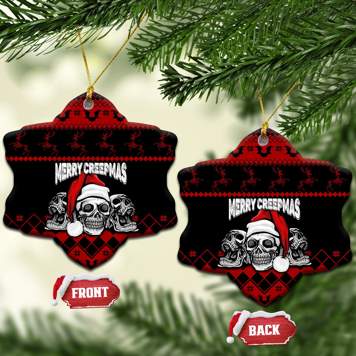 Personalised Wonder Print Christmas Ceramic Ornament Gothic Skull Creepmas LT7 - Wonder Print Shop