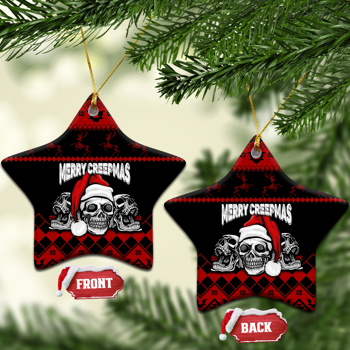 Personalised Wonder Print Christmas Ceramic Ornament Gothic Skull Creepmas LT7 - Wonder Print Shop