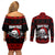 Custom Christmas Couples Matching Off Shoulder Short Dress and Long Sleeve Button Shirt Gothic Skull Creepmas LT7 - Wonder Print Shop