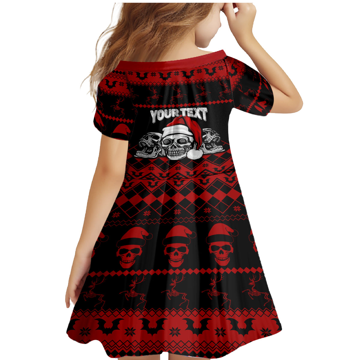 Custom Christmas Family Matching Mermaid Dress and Hawaiian Shirt Gothic Skull Creepmas LT7 - Wonder Print Shop