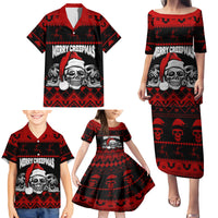 Custom Christmas Family Matching Puletasi Dress and Hawaiian Shirt Gothic Skull Creepmas - Wonder Print Shop