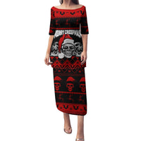 Custom Christmas Family Matching Puletasi Dress and Hawaiian Shirt Gothic Skull Creepmas - Wonder Print Shop