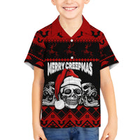 Custom Christmas Family Matching Puletasi Dress and Hawaiian Shirt Gothic Skull Creepmas - Wonder Print Shop