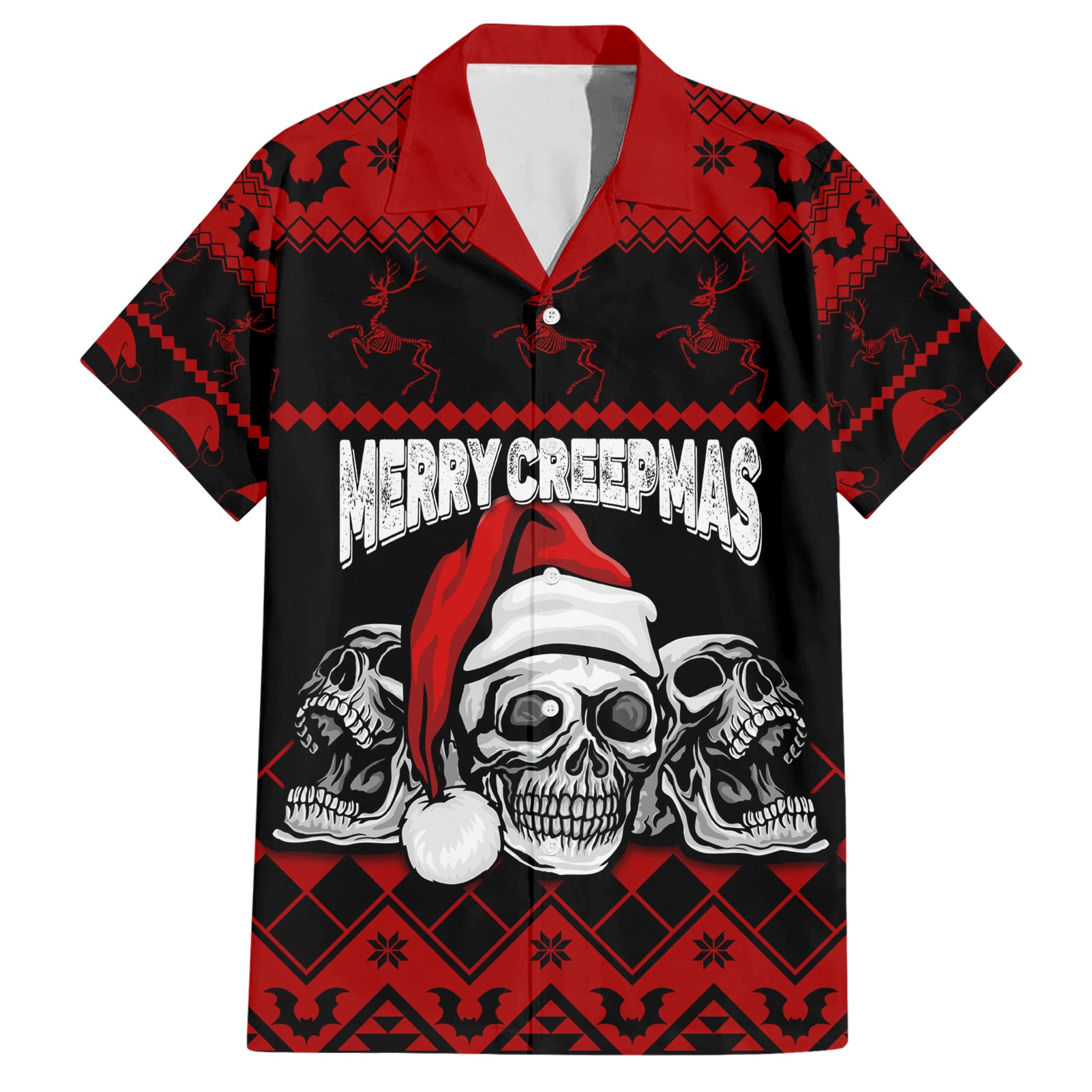 Custom Christmas Hawaiian Shirt Gothic Skull Creepmas - Wonder Print Shop
