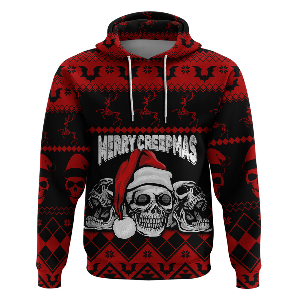 Custom Christmas Hoodie Gothic Skull Creepmas - Wonder Print Shop