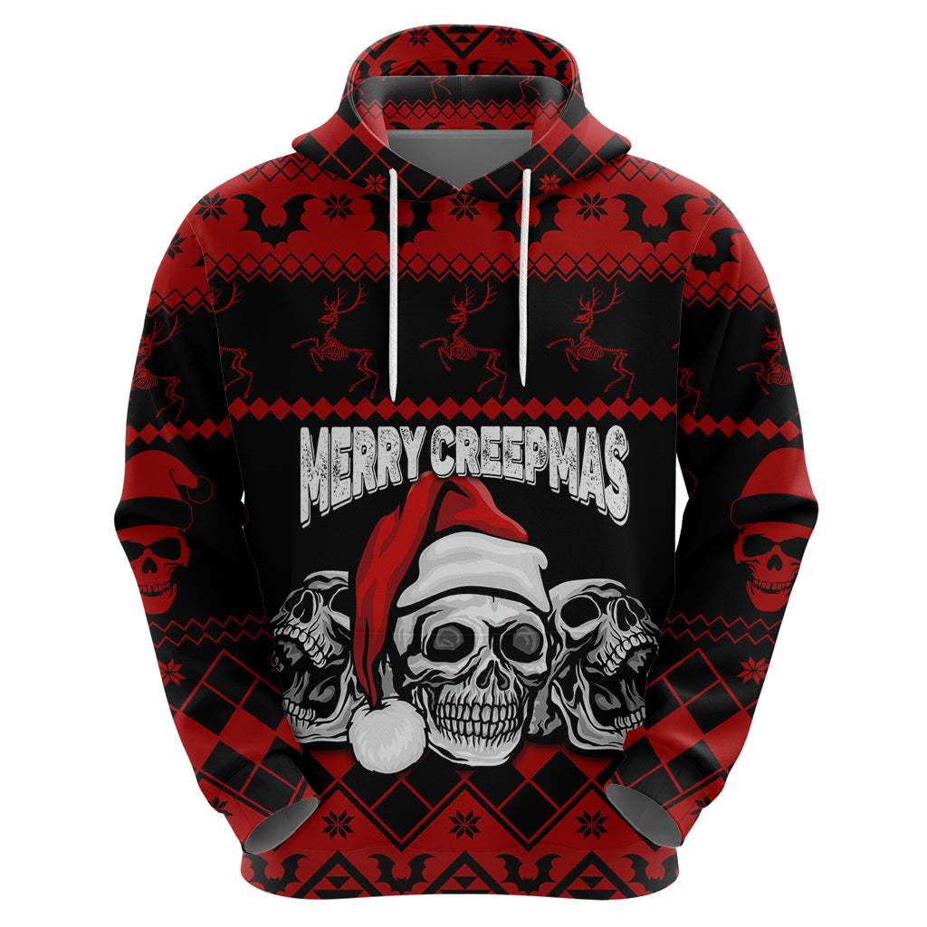 Custom Christmas Hoodie Gothic Skull Creepmas - Wonder Print Shop