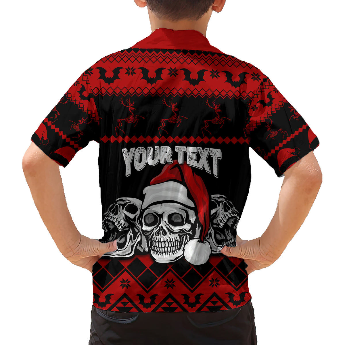 Custom Christmas Kid Hawaiian Shirt Gothic Skull Creepmas - Wonder Print Shop