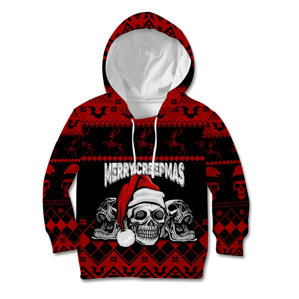 Custom Christmas Kid Hoodie Gothic Skull Creepmas - Wonder Print Shop