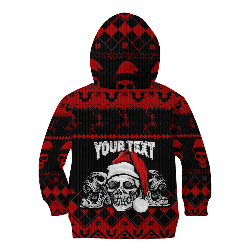 Custom Christmas Kid Hoodie Gothic Skull Creepmas - Wonder Print Shop