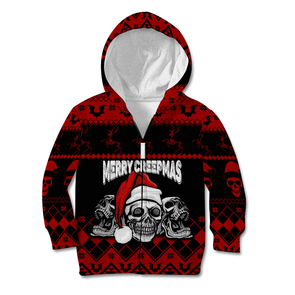 Custom Christmas Kid Hoodie Gothic Skull Creepmas - Wonder Print Shop