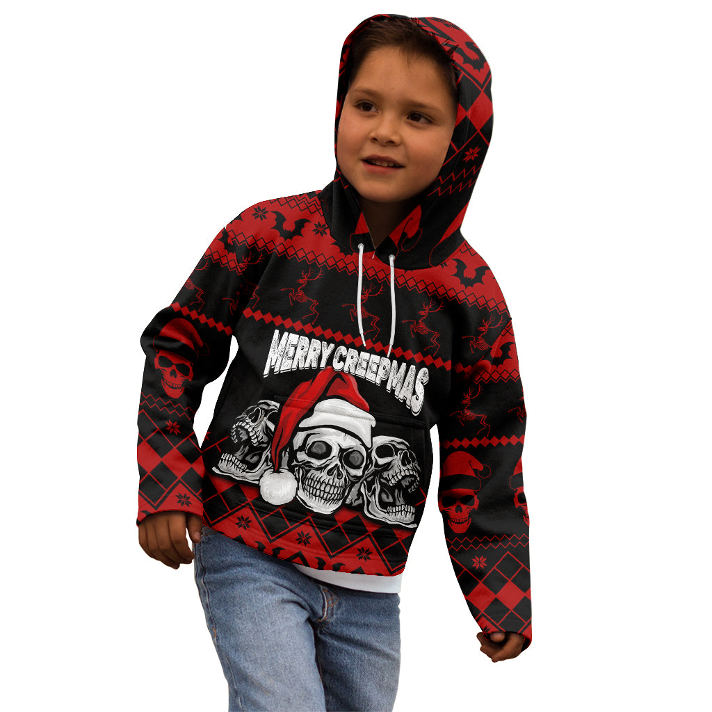 Custom Christmas Kid Hoodie Gothic Skull Creepmas - Wonder Print Shop