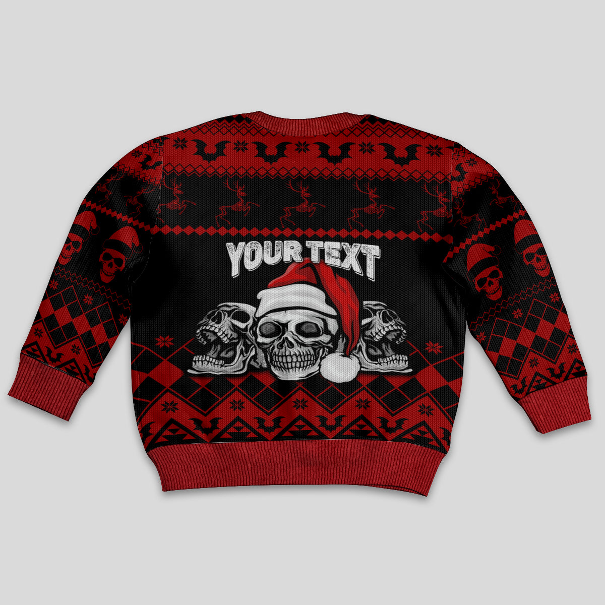 Personalised Wonder Print Christmas Kid Ugly Christmas Sweater Gothic Skull Creepmas - Wonder Print Shop