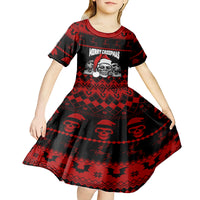 Custom Christmas Kid Short Sleeve Dress Gothic Skull Creepmas - Wonder Print Shop