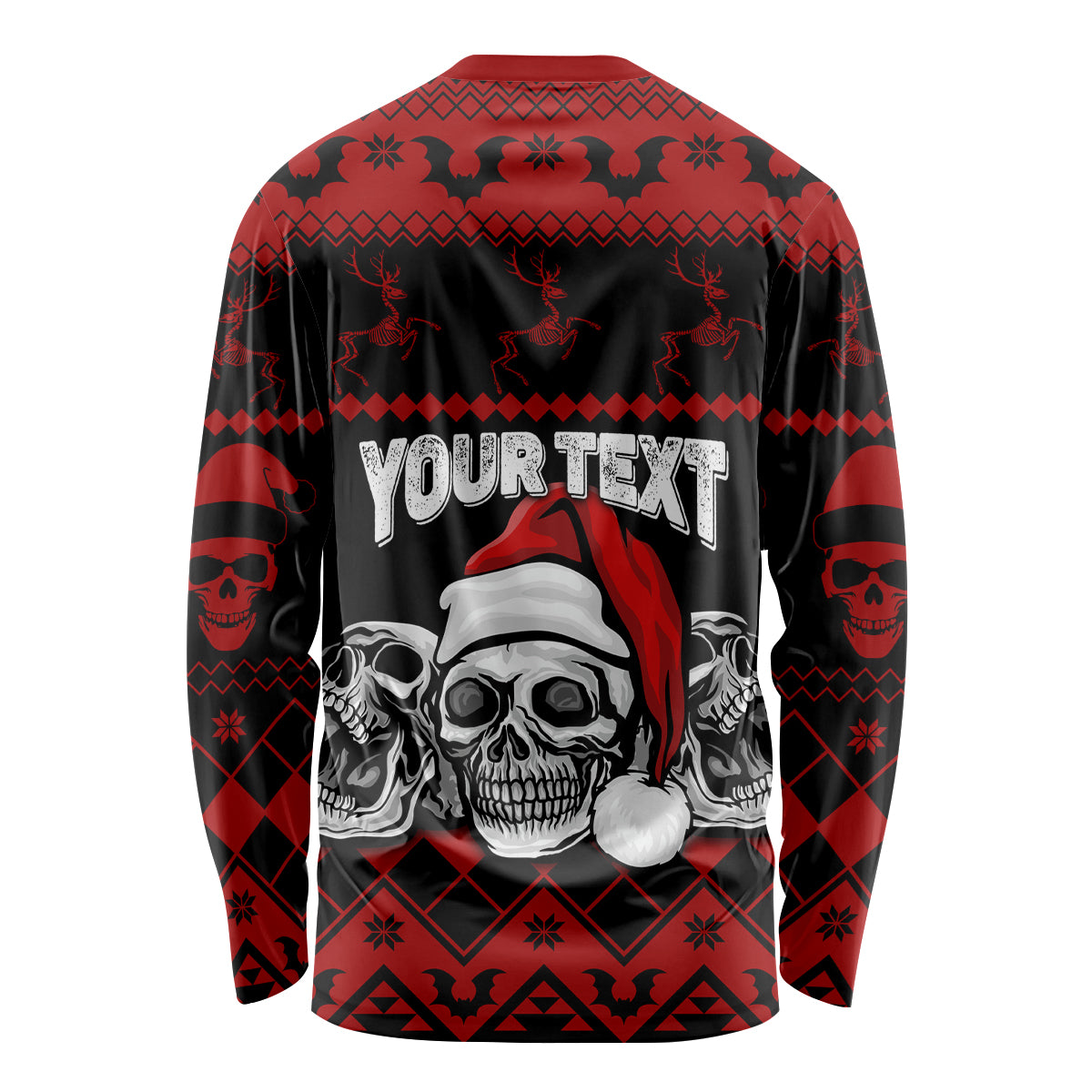 Custom Christmas Long Sleeve Shirt Gothic Skull Creepmas - Wonder Print Shop