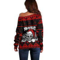 Custom Christmas Off Shoulder Sweater Gothic Skull Creepmas - Wonder Print Shop
