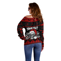 Custom Christmas Off Shoulder Sweater Gothic Skull Creepmas - Wonder Print Shop