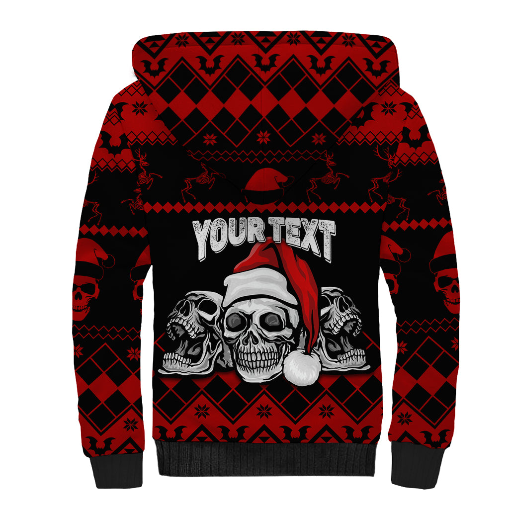 Custom Christmas Sherpa Hoodie Gothic Skull Creepmas - Wonder Print Shop
