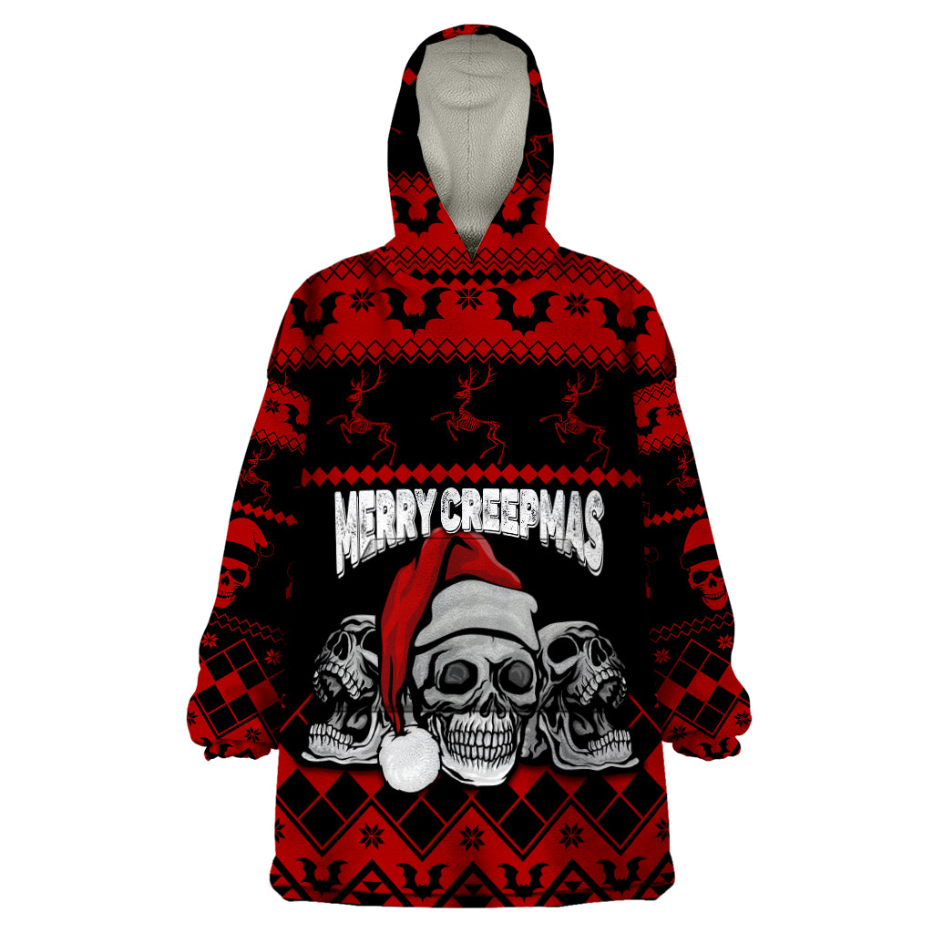 Custom Christmas Wearable Blanket Hoodie Gothic Skull Creepmas - Wonder Print Shop