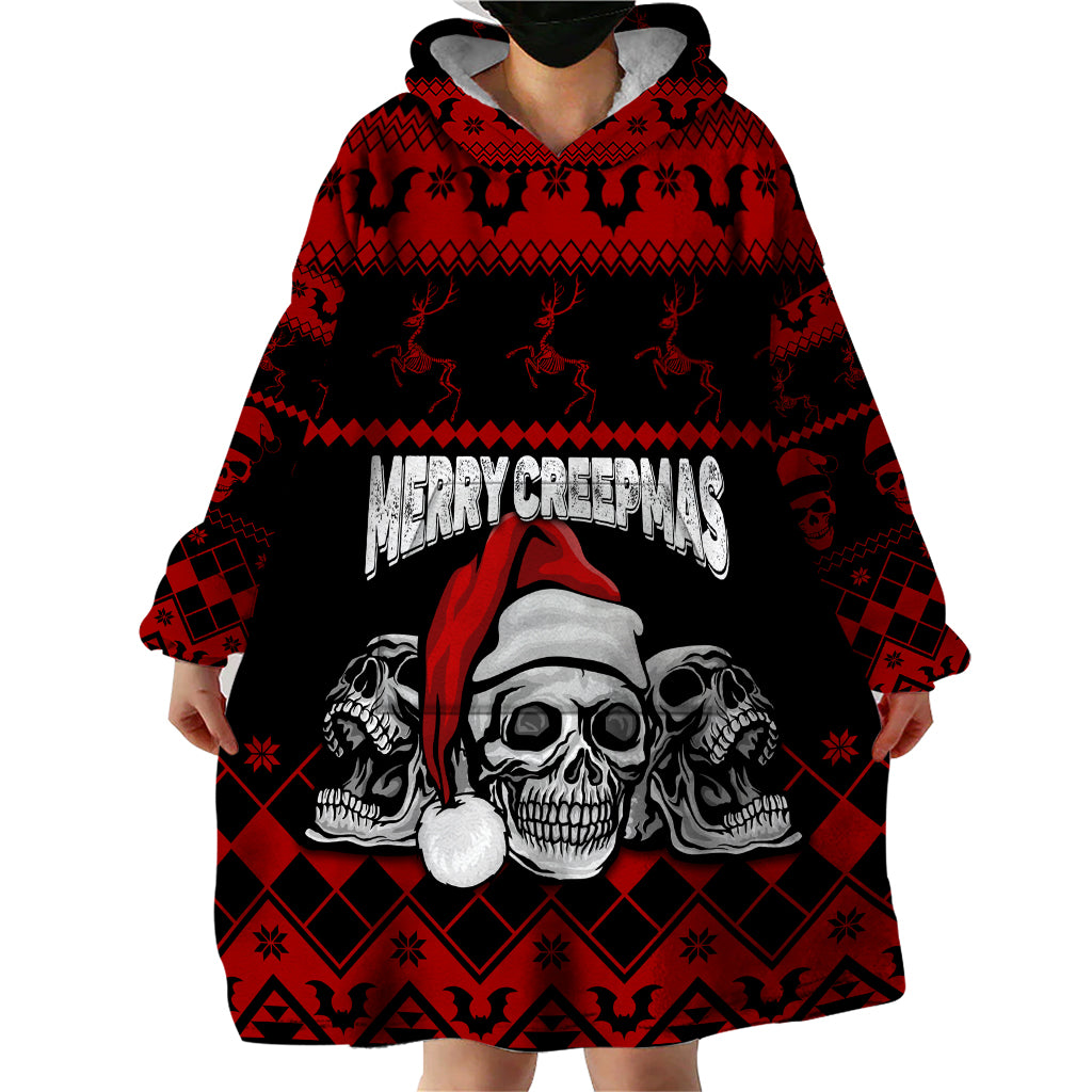 Custom Christmas Wearable Blanket Hoodie Gothic Skull Creepmas - Wonder Print Shop