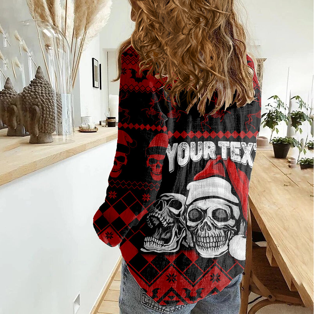 Custom Christmas Women Casual Shirt Gothic Skull Creepmas - Wonder Print Shop