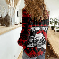 Custom Christmas Women Casual Shirt Gothic Skull Creepmas - Wonder Print Shop