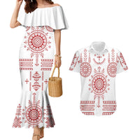 Croatia Sicanje Tattoo Kolo Inspired Couples Matching Mermaid Dress and Hawaiian Shirt - Wonder Print Shop