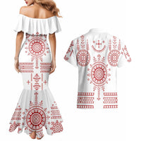 Croatia Sicanje Tattoo Kolo Inspired Couples Matching Mermaid Dress and Hawaiian Shirt - Wonder Print Shop