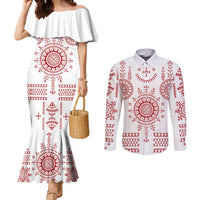 Croatia Sicanje Tattoo Kolo Inspired Couples Matching Mermaid Dress and Long Sleeve Button Shirt - Wonder Print Shop