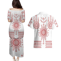 Croatia Sicanje Tattoo Kolo Inspired Couples Matching Puletasi and Hawaiian Shirt - Wonder Print Shop