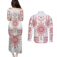 Croatia Sicanje Tattoo Kolo Inspired Couples Matching Puletasi and Long Sleeve Button Shirt - Wonder Print Shop