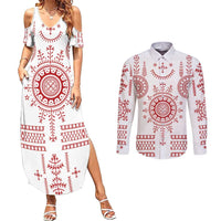 Croatia Sicanje Tattoo Kolo Inspired Couples Matching Summer Maxi Dress and Long Sleeve Button Shirt - Wonder Print Shop