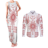 Croatia Sicanje Tattoo Kolo Inspired Couples Matching Tank Maxi Dress and Long Sleeve Button Shirt - Wonder Print Shop
