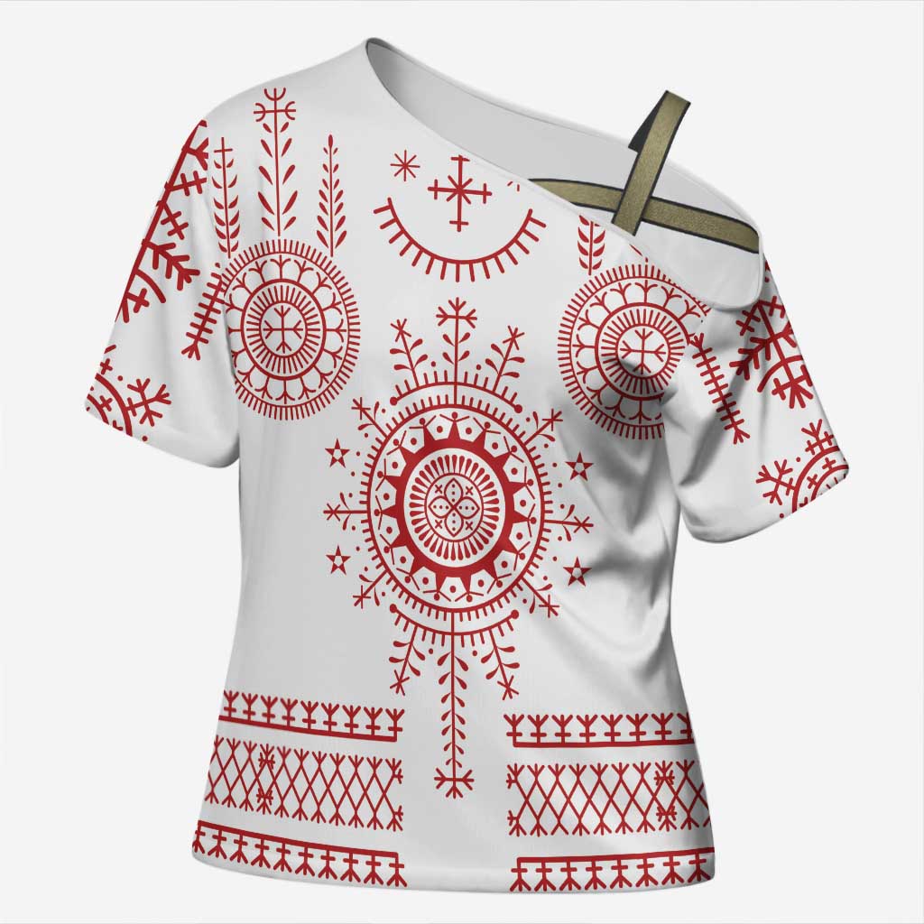 Croatia Sicanje Tattoo Kolo Inspired Cross Shoulder Shirt - Wonder Print Shop