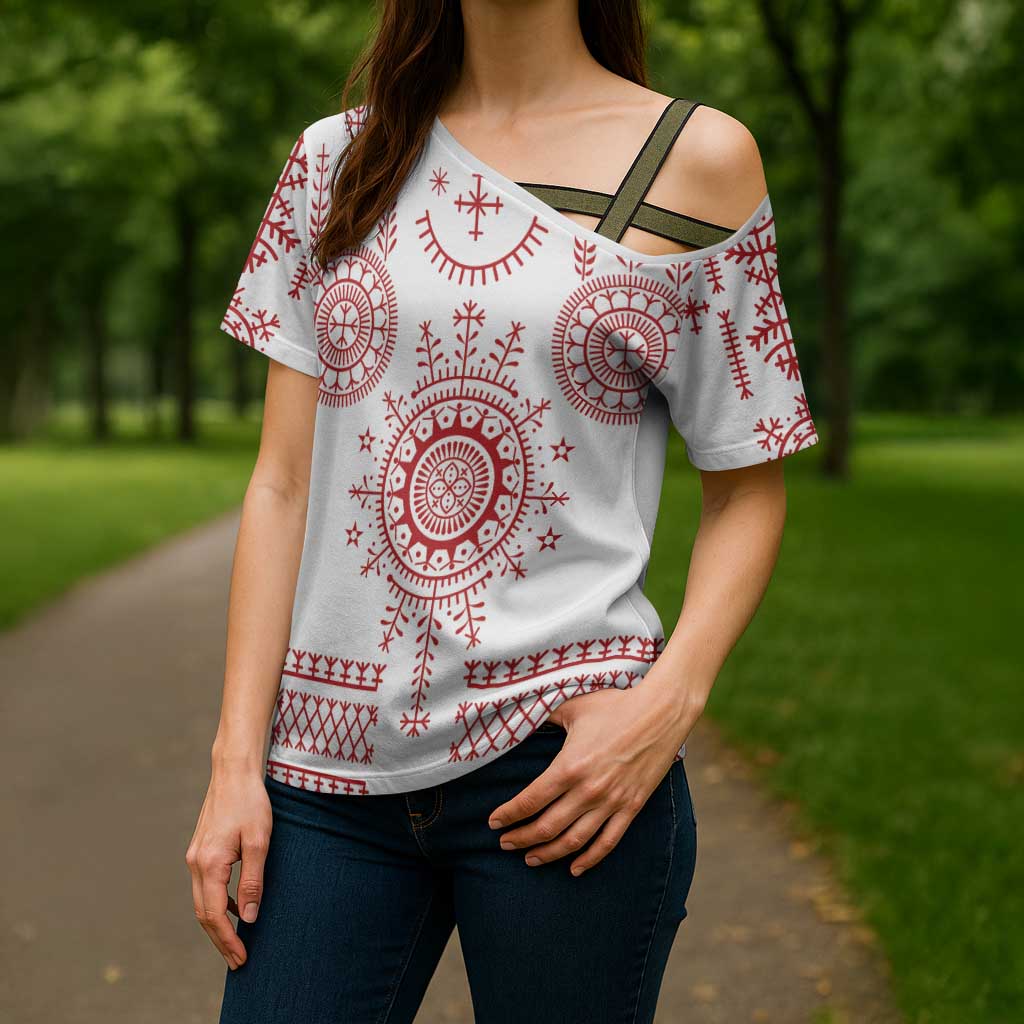 Croatia Sicanje Tattoo Kolo Inspired Cross Shoulder Shirt - Wonder Print Shop