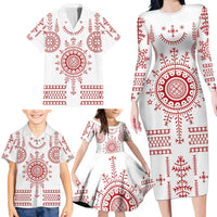 Croatia Sicanje Tattoo Kolo Inspired Family Matching Long Sleeve Bodycon Dress and Hawaiian Shirt - Wonder Print Shop