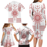 Croatia Sicanje Tattoo Kolo Inspired Family Matching Long Sleeve Bodycon Dress and Hawaiian Shirt - Wonder Print Shop