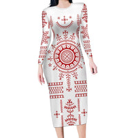 Croatia Sicanje Tattoo Kolo Inspired Family Matching Long Sleeve Bodycon Dress and Hawaiian Shirt - Wonder Print Shop