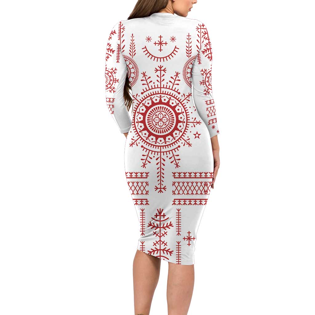 Croatia Sicanje Tattoo Kolo Inspired Family Matching Long Sleeve Bodycon Dress and Hawaiian Shirt - Wonder Print Shop
