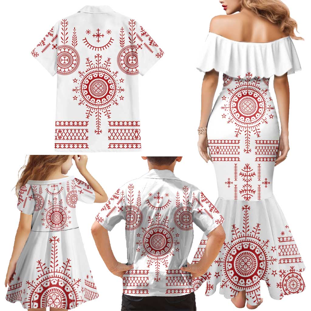 Croatia Sicanje Tattoo Kolo Inspired Family Matching Mermaid Dress and Hawaiian Shirt - Wonder Print Shop