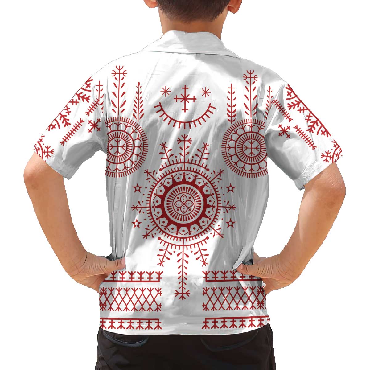 Croatia Sicanje Tattoo Kolo Inspired Family Matching Off The Shoulder Long Sleeve Dress and Hawaiian Shirt - Wonder Print Shop