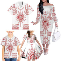 Croatia Sicanje Tattoo Kolo Inspired Family Matching Off The Shoulder Long Sleeve Dress and Hawaiian Shirt - Wonder Print Shop