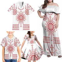 Croatia Sicanje Tattoo Kolo Inspired Family Matching Off Shoulder Maxi Dress and Hawaiian Shirt - Wonder Print Shop