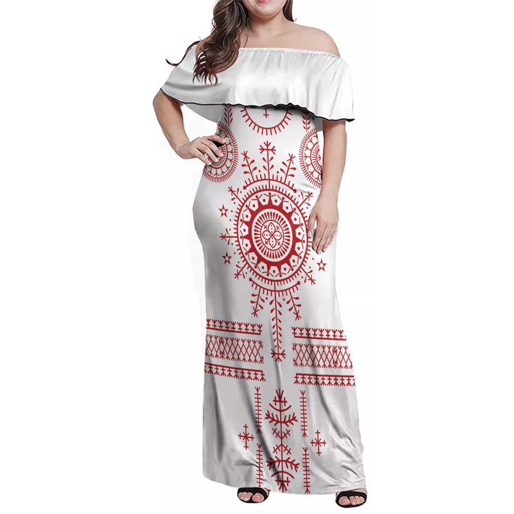 Croatia Sicanje Tattoo Kolo Inspired Family Matching Off Shoulder Maxi Dress and Hawaiian Shirt - Wonder Print Shop