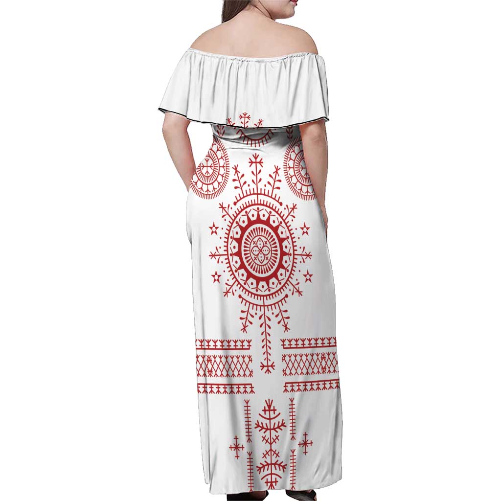 Croatia Sicanje Tattoo Kolo Inspired Family Matching Off Shoulder Maxi Dress and Hawaiian Shirt - Wonder Print Shop