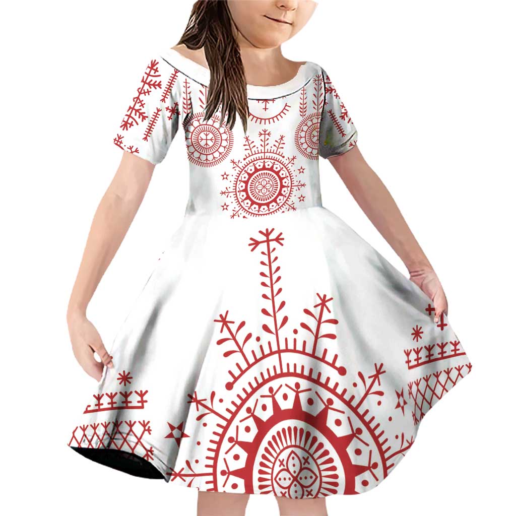 Croatia Sicanje Tattoo Kolo Inspired Family Matching Off Shoulder Short Dress and Hawaiian Shirt - Wonder Print Shop