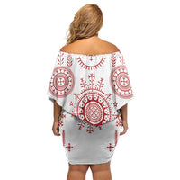 Croatia Sicanje Tattoo Kolo Inspired Family Matching Off Shoulder Short Dress and Hawaiian Shirt - Wonder Print Shop