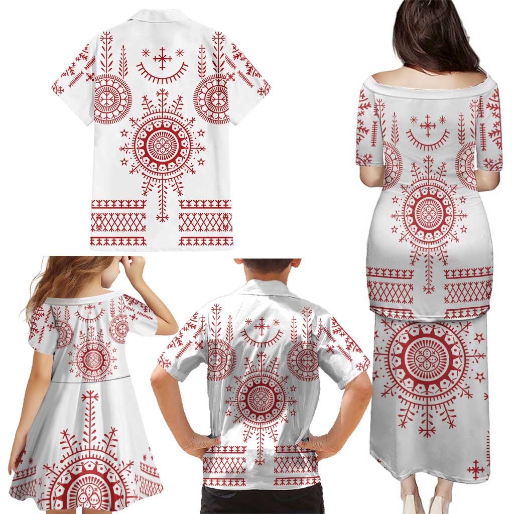 Croatia Sicanje Tattoo Kolo Inspired Family Matching Puletasi and Hawaiian Shirt - Wonder Print Shop