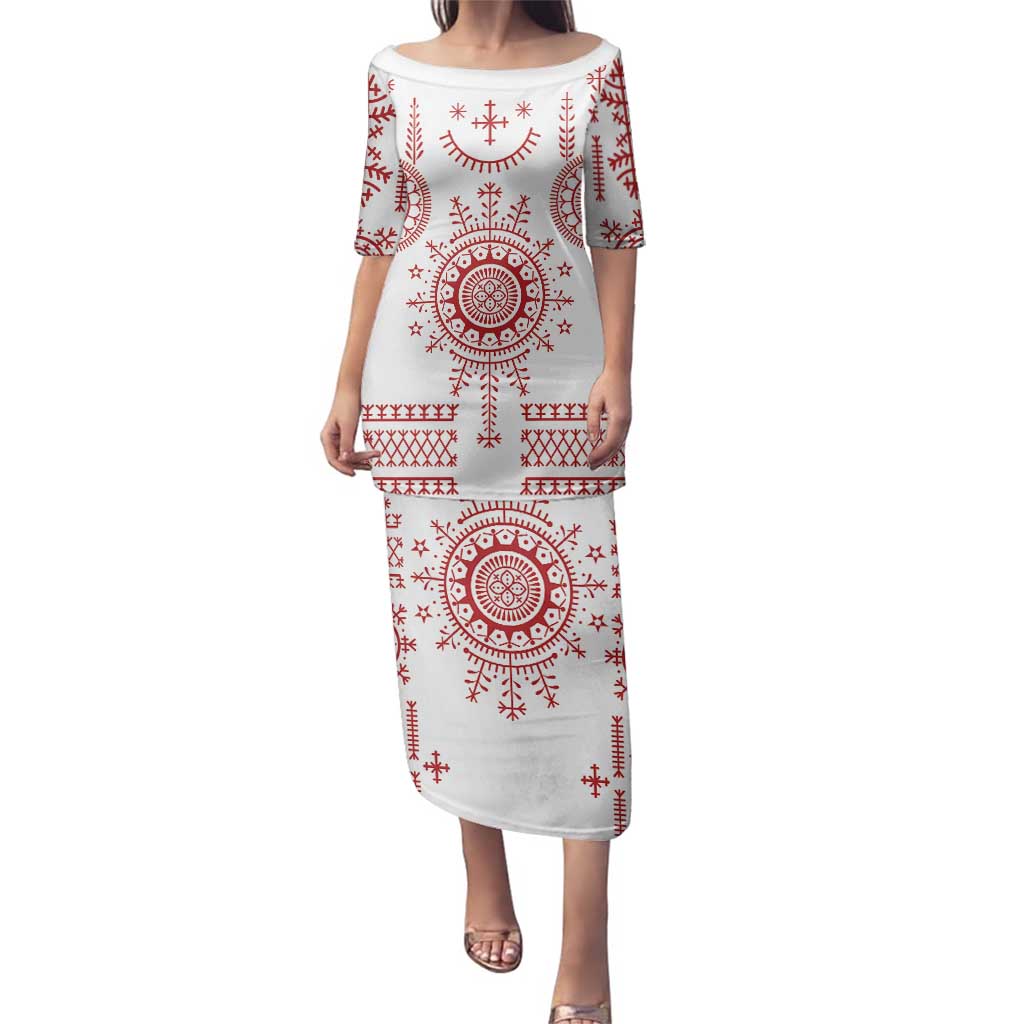 Croatia Sicanje Tattoo Kolo Inspired Family Matching Puletasi and Hawaiian Shirt - Wonder Print Shop